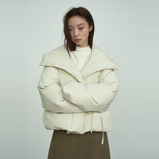 FN爱与南希2024冬大翻领加厚保暖泡芙感90白鸭绒短款羽绒服41054