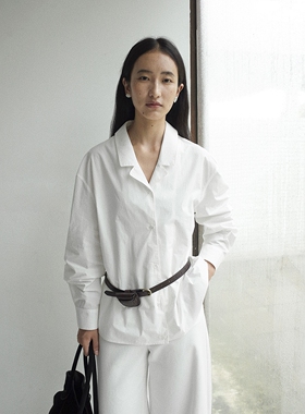 FN爱与南希2025秋季韩系纯棉西装领单排扣休闲百搭显瘦衬衫02856