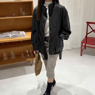 FN爱与南希2026春季 立领皮衣外套高级感宽松百搭机车皮夹克04084