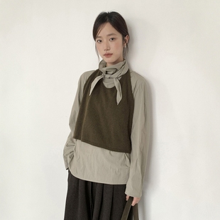 FN爱与南希2025秋冬韩系立领飘带时尚慵懒氛围感棉质小衫女03219