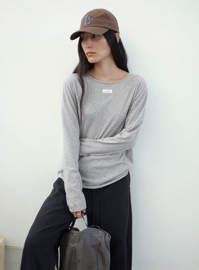 FN爱与南希2025秋季韩系圆领套头全棉松弛氛围感长袖T恤女02816