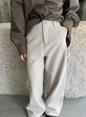 FN爱与南希2024冬季新款高腰显瘦百搭复合绒保暖休闲直筒裤41563