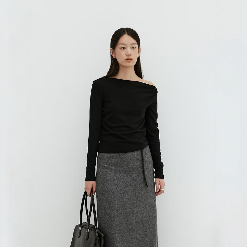 气质一字露肩修身显瘦百搭打底衫