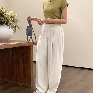 女5071 休闲裤 FN爱与南希2024秋季 高级垂感遮胯阔腿拖地直筒西装