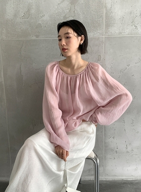 FN爱与南希2025夏季仙女风苎麻亲肤轻薄九分袖露背防晒罩衫22475