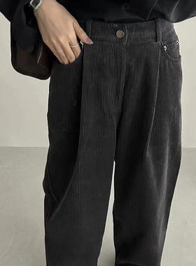 FN爱与南希2024秋季新款高腰显瘦半松紧灯芯绒休闲直筒裤女40994