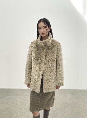 FN爱与南希2025冬季韩系立领慵懒风中长款保暖百搭毛毛外套03385