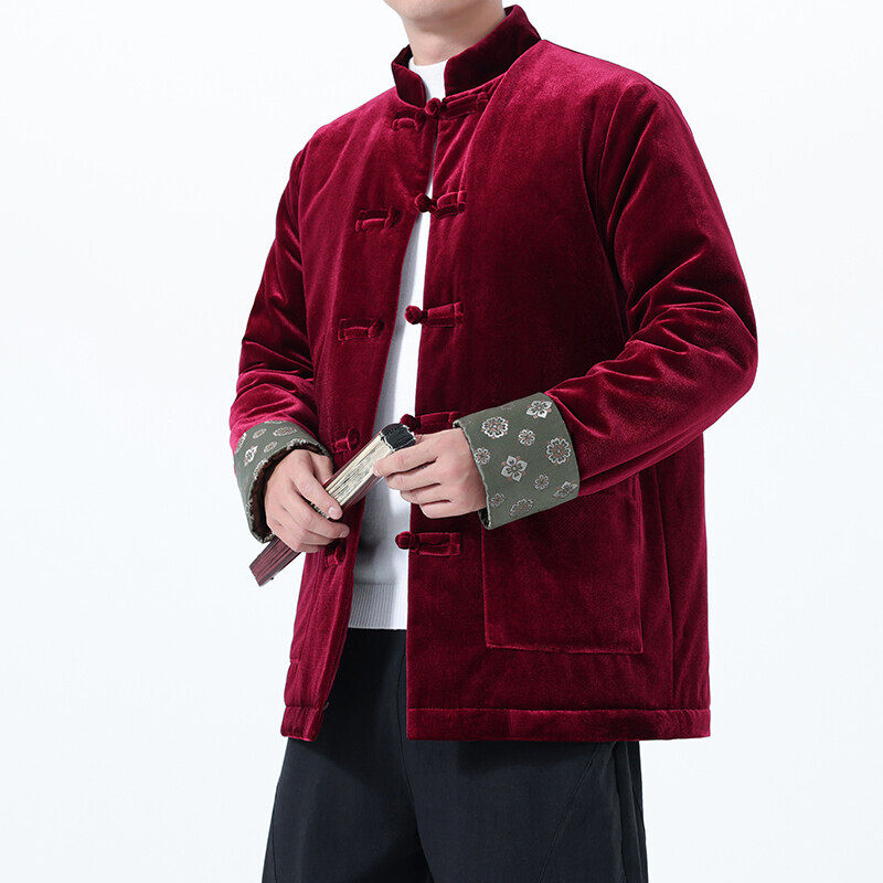 棉衣男新款加棉唐装盘扣外套男士高级感时尚潮流上衣国风外套棉