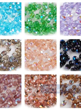 捷克火抛珠6mm AB幻彩彩火烧火磨枣形玻璃珠钉珠串珠散珠TOHO进口