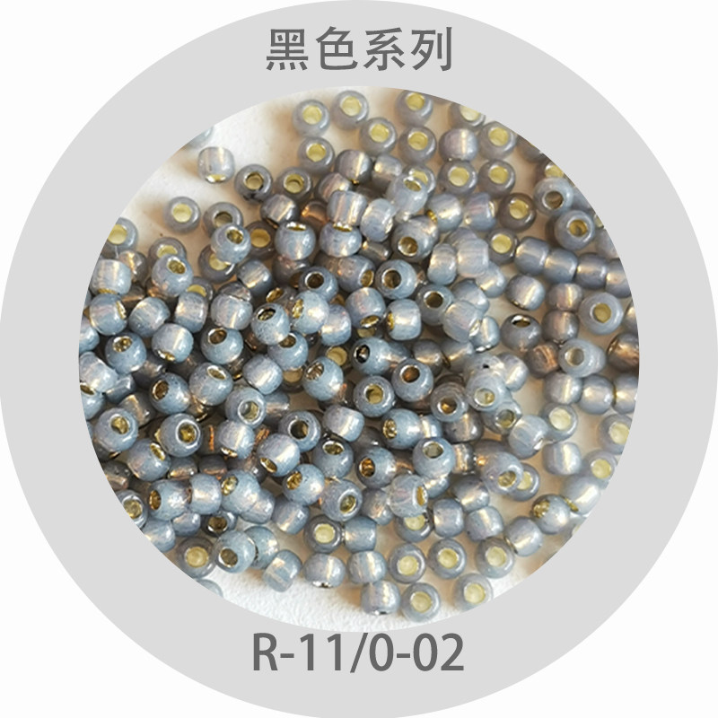 2mm哑光灌银圆珠黑灰刺绣珠