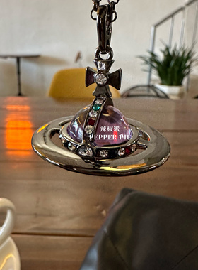 土星orb大号合集透明紫色星球飞碟彩色玻璃珠立体毛衣链女黑红