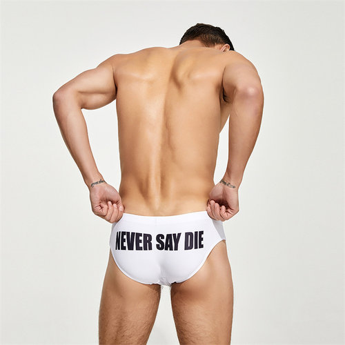 低腰拼色字母印花三角泳裤夏季