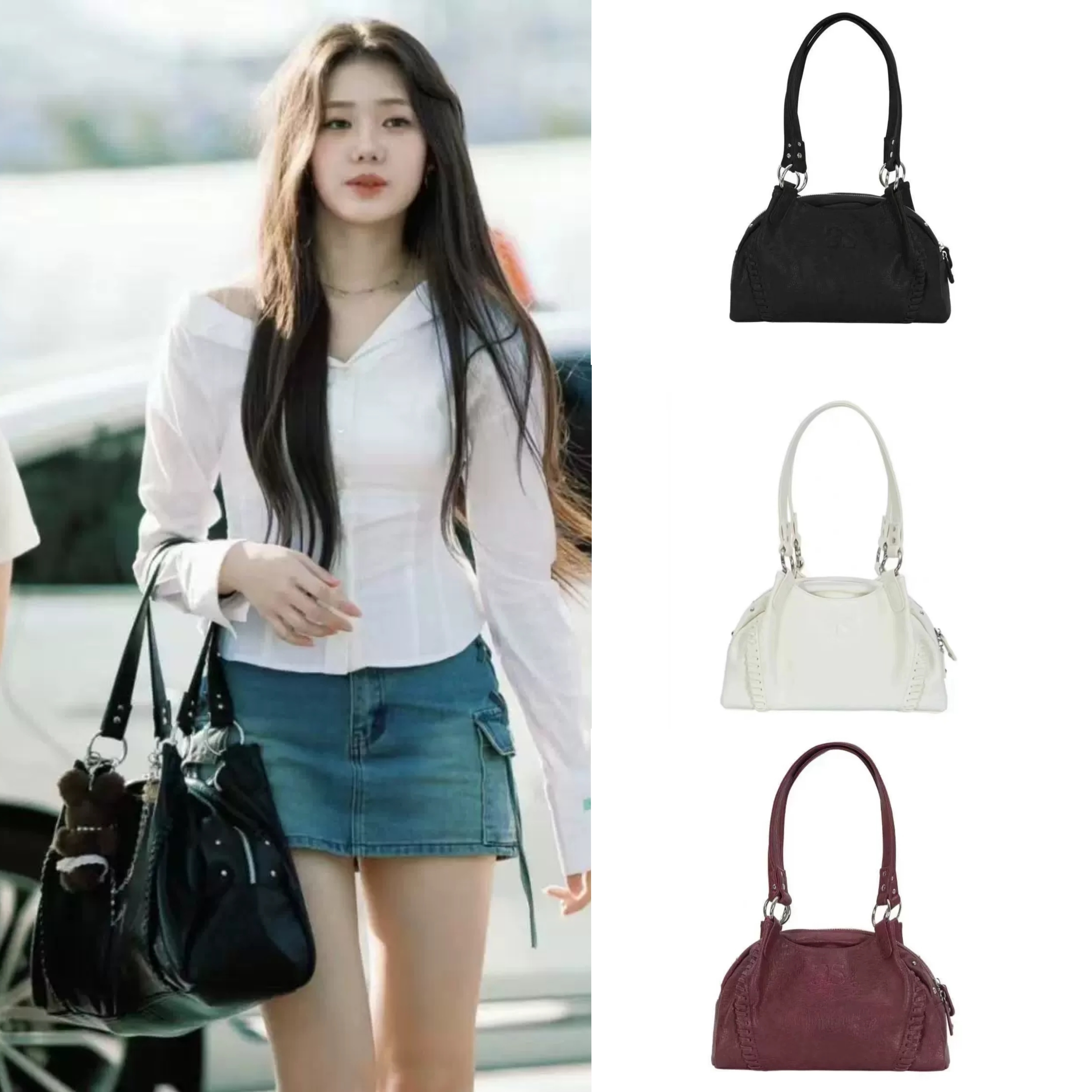 现货 ason机车包 李茶仁同款托特包大容量单肩腋下包手提包