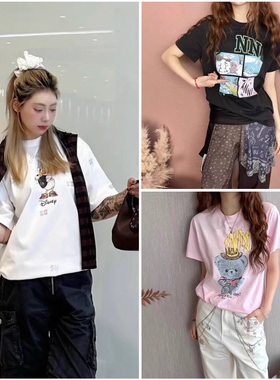 秒发 SusanGani126ss春夏新款 小众动漫小鸭印花圆领宽松短袖T恤