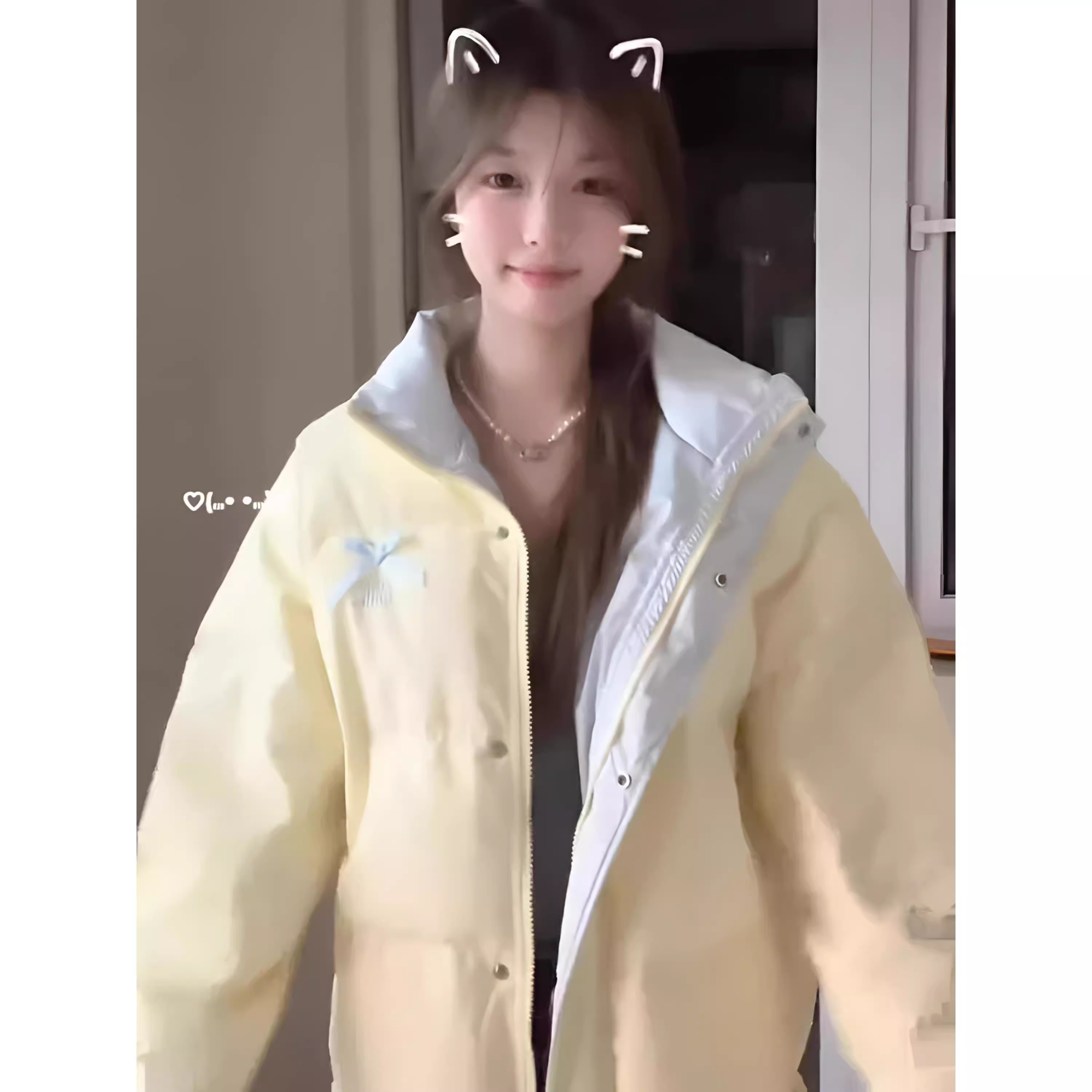 奶黄色羽绒棉服女冬季新款