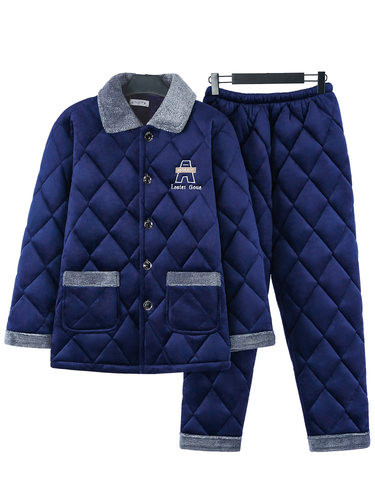 昂哲中老年爸爸款夹棉家居服加厚
