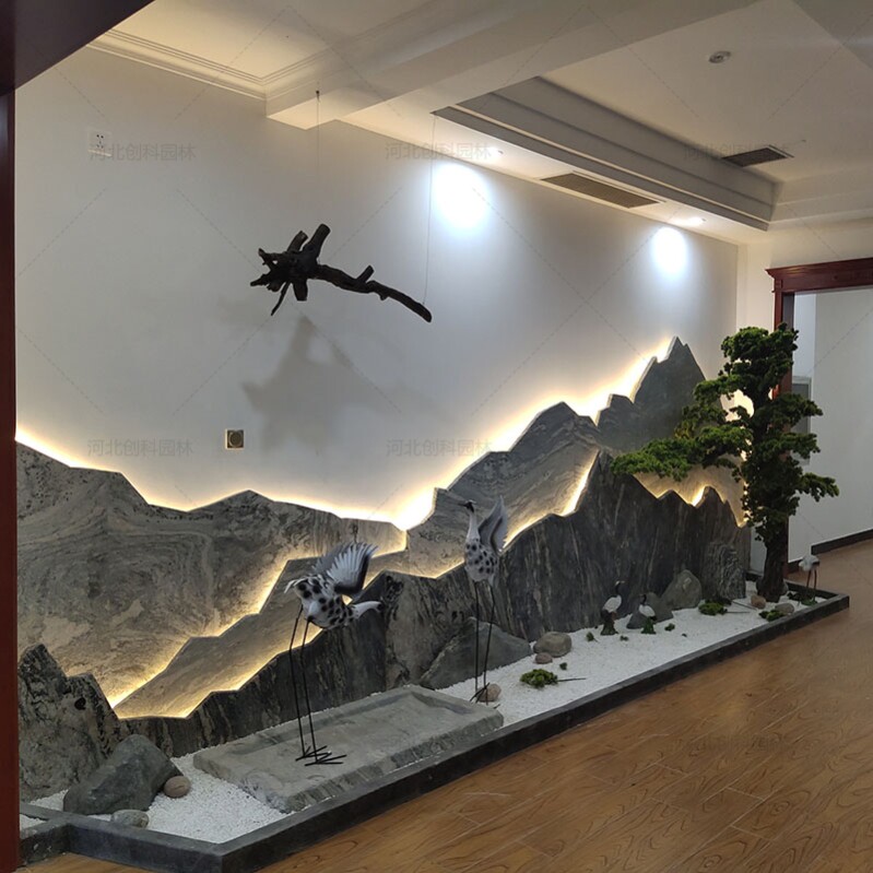 天然雪浪石大小组合切片室内影壁泰山石山水造景室外庭院园林设计