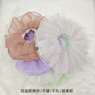 儿童夏季蓬蓬裙欧根纱四层亮片半身裙舞蹈练功芭蕾舞裙子女孩跳舞