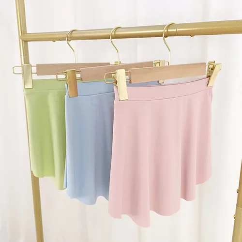 儿童舞蹈练功服锦纶跳舞一片荷叶裙芭蕾舞女童牛油果绿高腰短裙