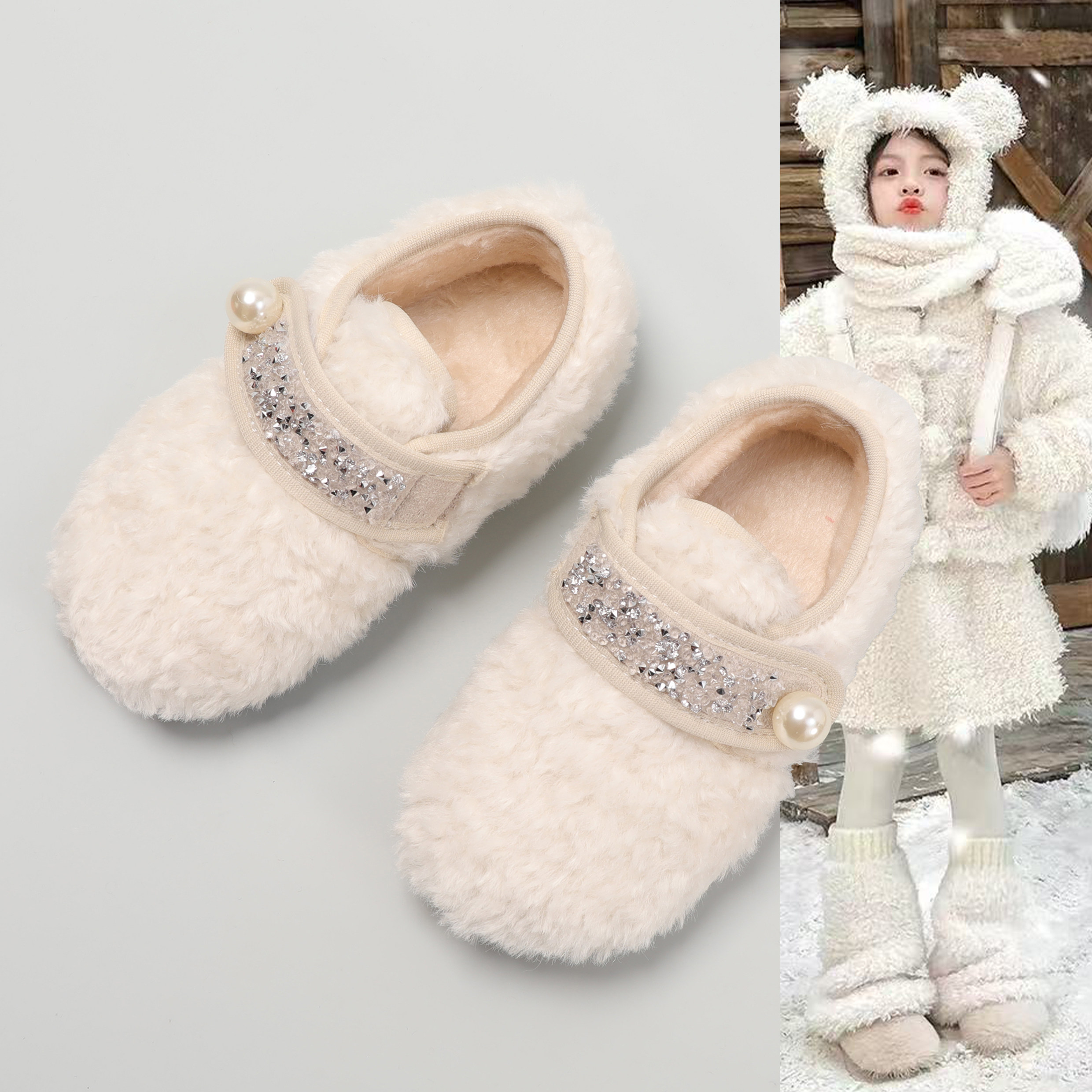 儿童棉鞋女宝宝保暖毛毛鞋水钻公主鞋子秋冬新款女童玛丽珍二棉鞋,童鞋/婴儿鞋/亲子鞋,棉鞋,淘宝优惠券,粉丝福利购,淘宝优惠卷