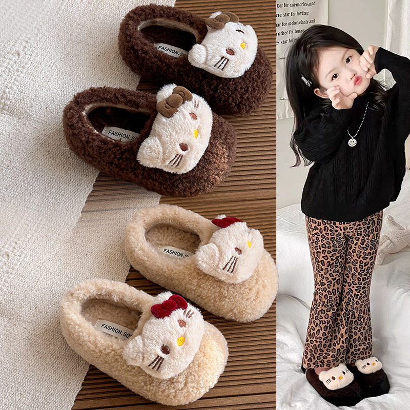 儿童卡通可爱KT猫棉拖秋冬20