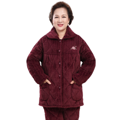 妈妈女珊瑚绒老人睡衣冬季