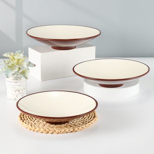 密胺斗笠盘子咖啡白塑料拌面盘子面馆饭店专用碗浅底宽口面碗商用