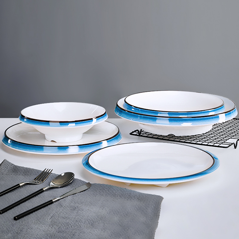 密胺盘子仿瓷圆盘餐具创意酒店圆形碟子塑料餐盘菜盘餐厅凉菜商用