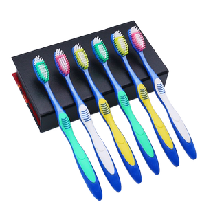 中硬毛牙刷 大头中性6支独立装螺旋丝中毛家用家庭装男士女波浪形