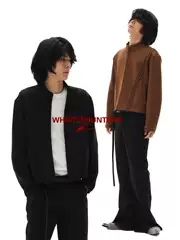 Whistlehunter (Wstht) Whistle Hunter Space Cotton Skin-Friendly Zipper Stand Collar Short Wide Zipper Sweatshirt