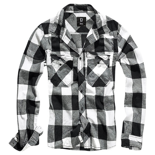 德国Brandit Check法兰绒衬衫长袖衬衫经典棉质休闲外套