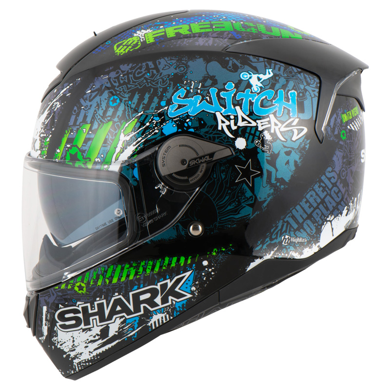 法国Shark鲨鱼Skwal LED全盔户外出游骑行头盔骑行防雾双镜片四季