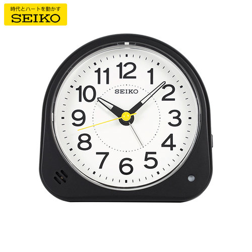SEIKO日本精工创意时尚简约静音扫秒贪睡夜灯智慧光能学生小闹钟