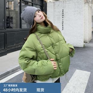 韩系chic立领泡芙羽绒服女短款2025冬新款时尚简约宽松白鸭绒外套