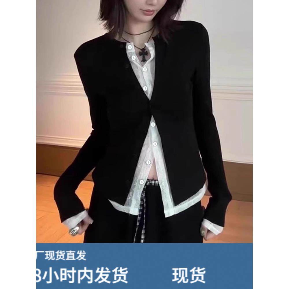 蕾丝拼接假两件长袖t恤开衫女2025早秋新款单排扣撞色小香风上衣,模玩/动漫/周边/娃圈三坑/桌游,Cosplay女装/cos女装,淘宝优惠券,粉丝福利购,淘宝优惠卷