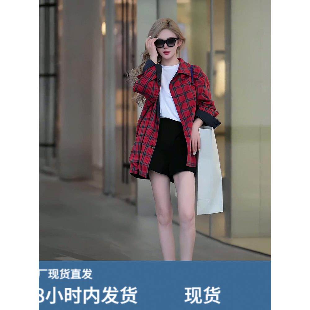 韩系覆古休闲格子夹克外套女2025秋季新款通勤双面穿宽松显瘦上衣,运动/瑜伽/健身/球迷用品,广场舞套装,淘宝优惠券,粉丝福利购,淘宝优惠卷