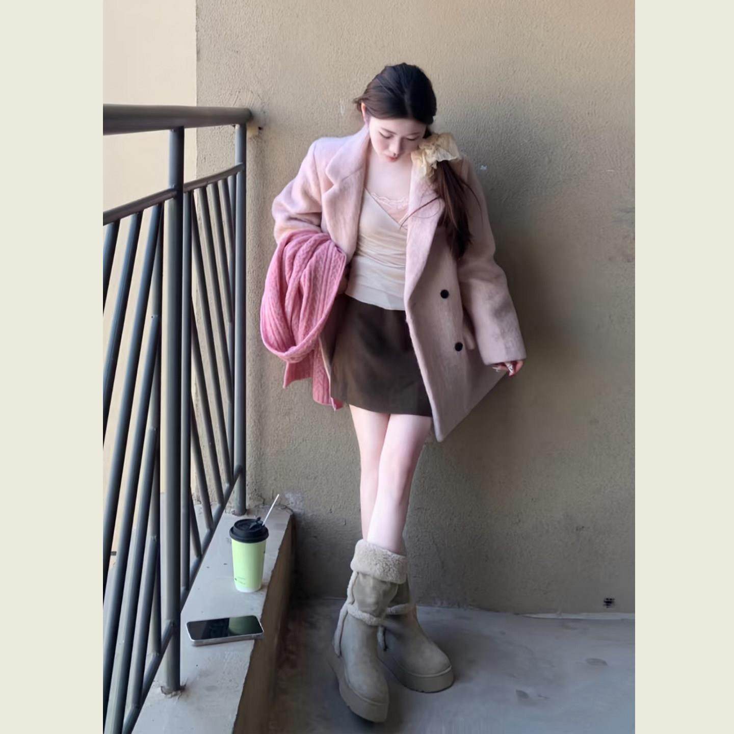 粉色甜美减龄毛呢西装外套女秋冬新款高级感气质宽松休闲呢子上衣,运动/瑜伽/健身/球迷用品,广场舞套装,淘宝优惠券,粉丝福利购,淘宝优惠卷