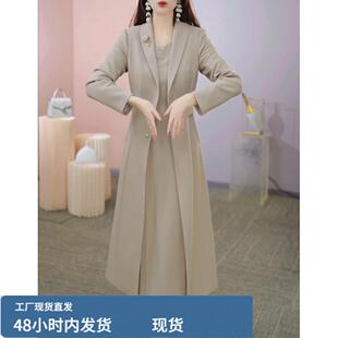 两件套高端气质风衣外套女2025春秋新款女士时尚修身显瘦套装裙子