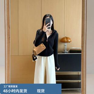 高级女装2026秋冬新款连帽毛衣女宽松外穿针织衫外套上衣外搭学生
