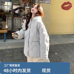 韩系chic蓝色短款羽绒服女冬季新款超火好看高级小众加厚保暖外套