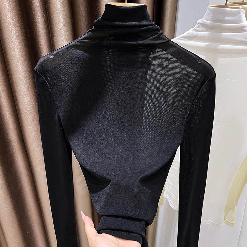 高端肤感网纱堆堆领长袖打底衫女秋冬吊带裙内搭T恤修身显瘦上衣,模玩/动漫/周边/娃圈三坑/桌游,Cosplay女装/cos女装,淘宝优惠券,粉丝福利购,淘宝优惠卷