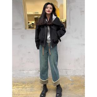 2025春秋冬新款设计感时尚百搭小个子短款外套女夹棉休闲工装夹克