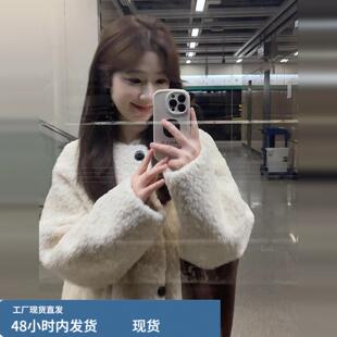 小香风白色羊羔毛绒外套女秋冬季2026新款加绒加厚保暖摇粒绒上衣