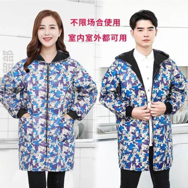 加绒加厚防风罩衣加绒罩衣2026新款外套女女工防油家用男款冬季