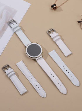 白色牛皮表带 适用于华为watch手表GT4/GT5 41mm女款表带18mm真皮