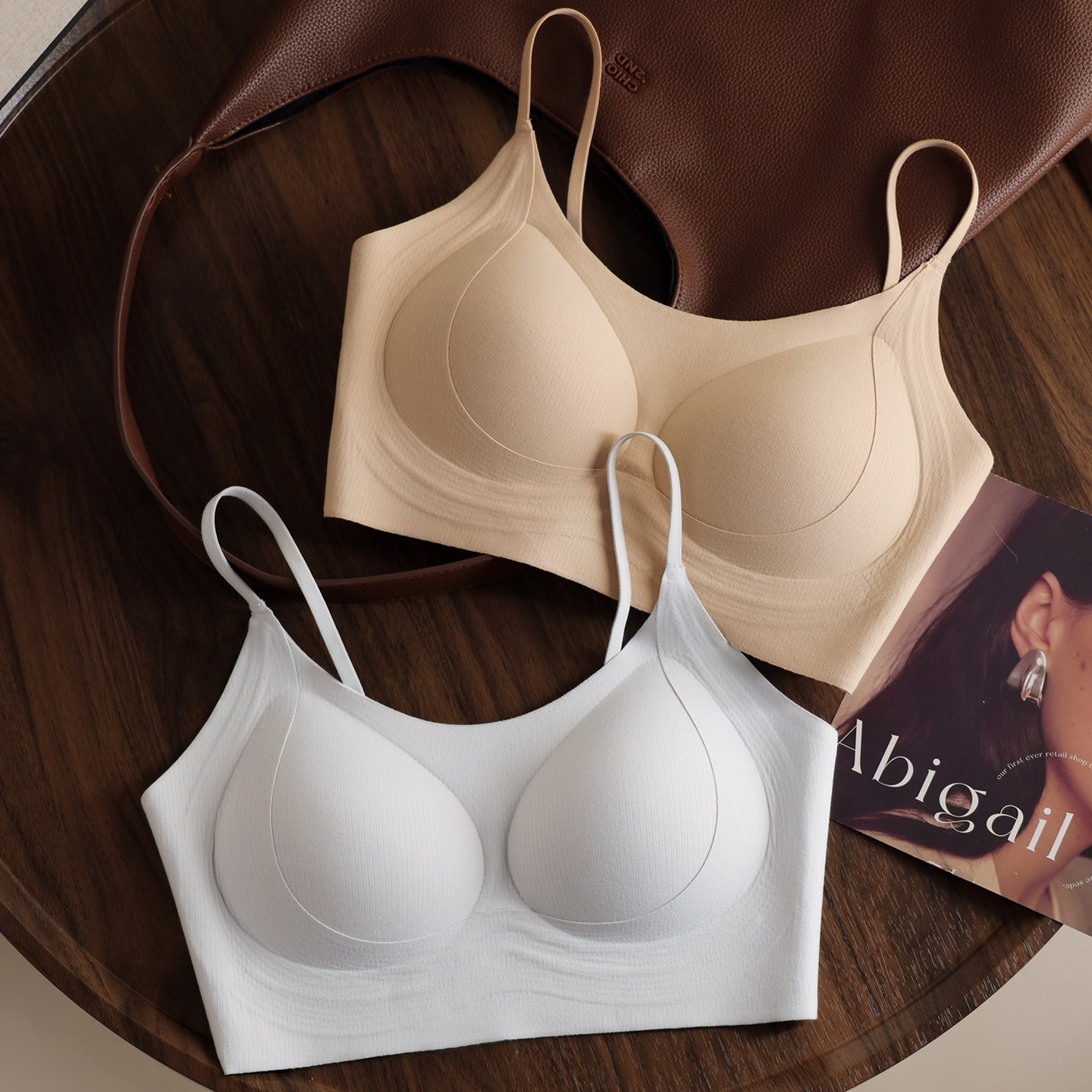 秋冬磨毛保暖内衣女士背心式美背细肩带无扣无痕文胸小胸聚拢胸罩