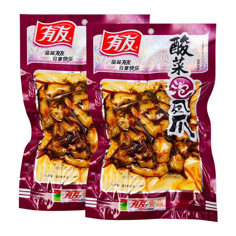 重庆特产有友酸菜凤爪136g*3袋即食网红香辣凤爪泡鸡脚休闲零食