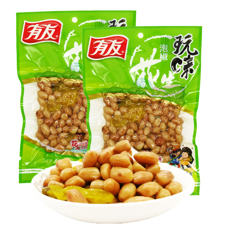 香辣有友泡椒花生米100g袋装下酒菜解馋零食麻辣重庆特产小吃特惠图片