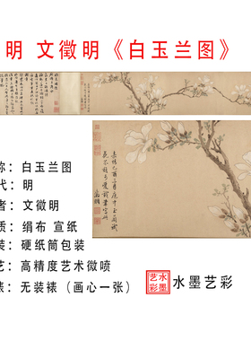 文徵明白玉兰高清艺术微喷画心