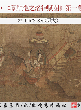 宋佚名 暮顾恺之洛神赋图 第一卷微喷临摹古画画稿复制原大画心